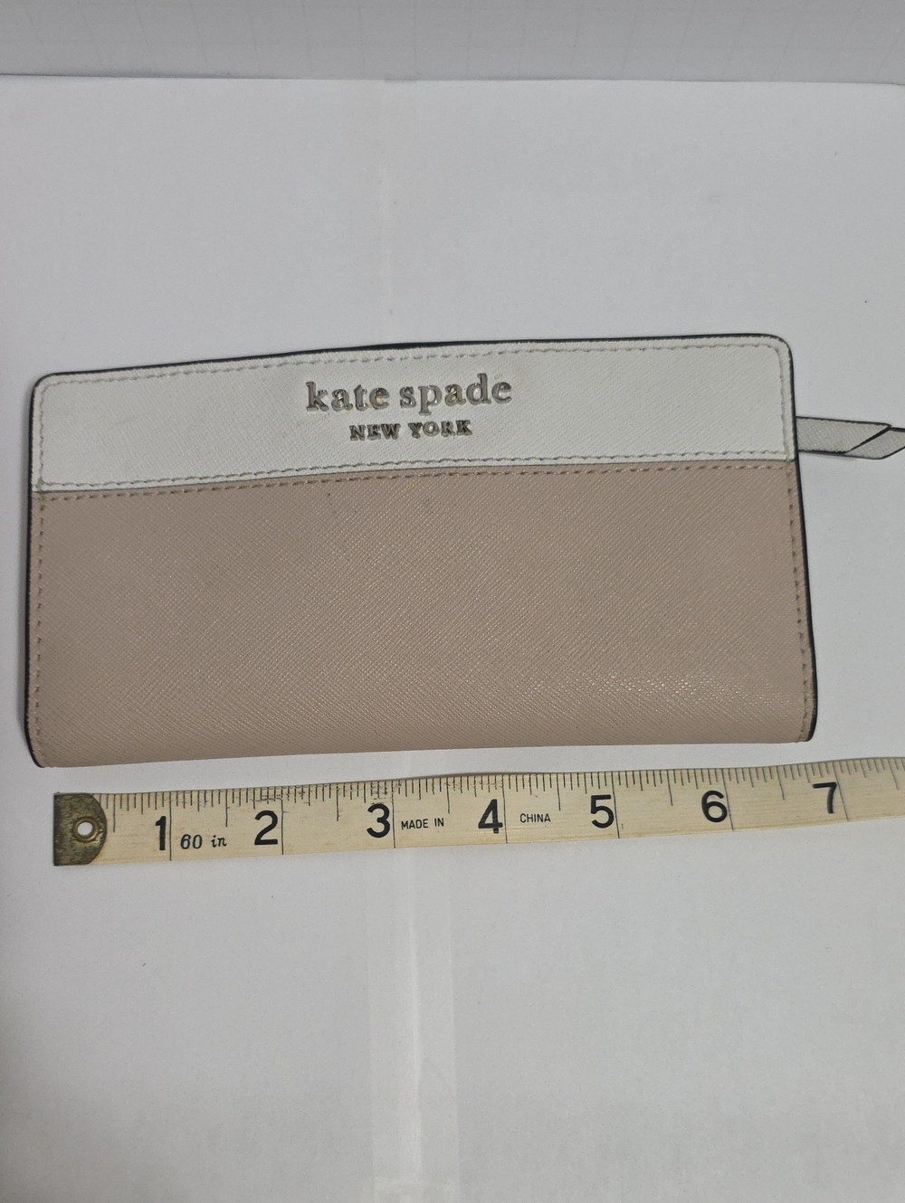 kate spade Two-Tone Tan and White Zip Wallet